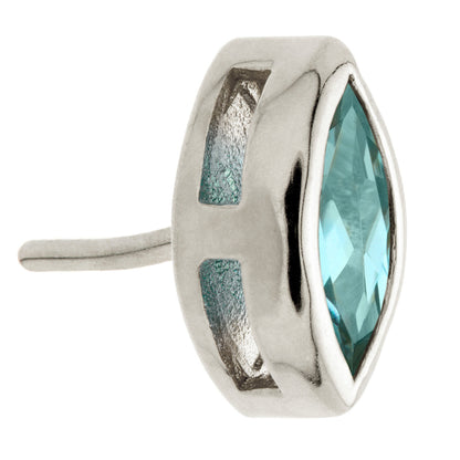 TL - 14ct Gold Threadless London Blue Topaz Marquise Pin Attachment