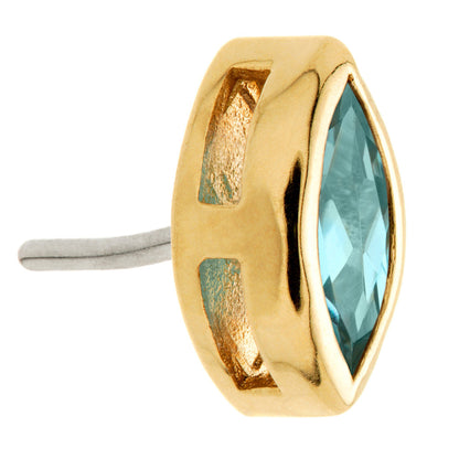 TL - 14ct Gold Threadless London Blue Topaz Marquise Pin Attachment