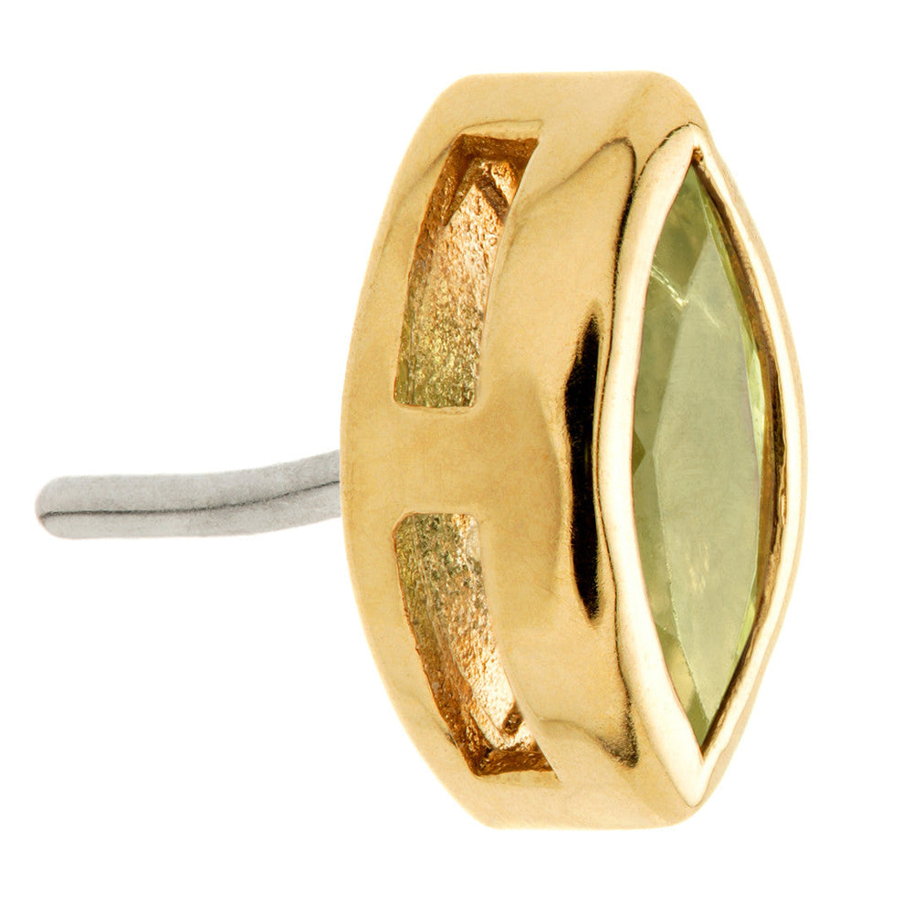 TL - 14ct Gold Threadless Peridot Marquise Pin Attachment