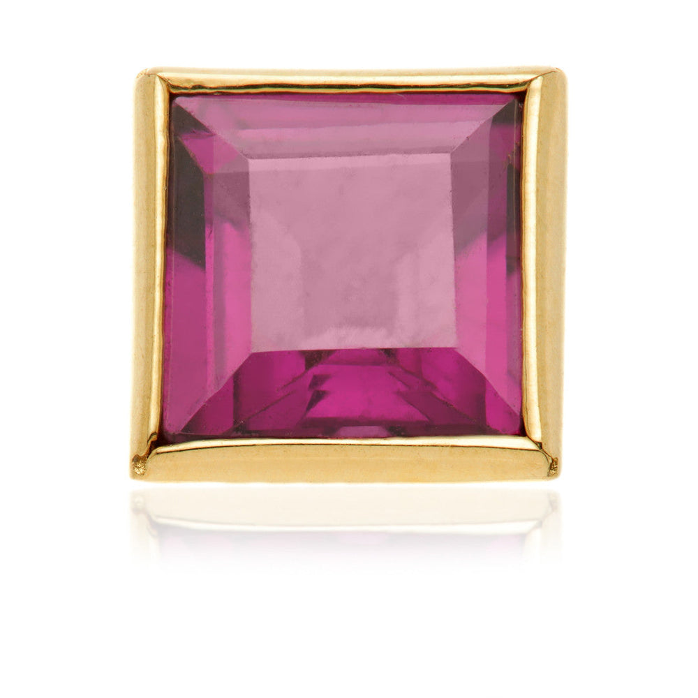 TL - 14ct Gold Threadless Rhodolite Square Pin Attachment