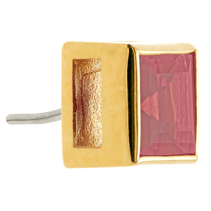 TL - 14ct Gold Threadless Ruby Square Pin Attachment-14K-Y