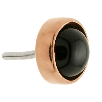 TL - 14ct Gold Threadless Black Agate Cabochon Bezel Pin Attachment