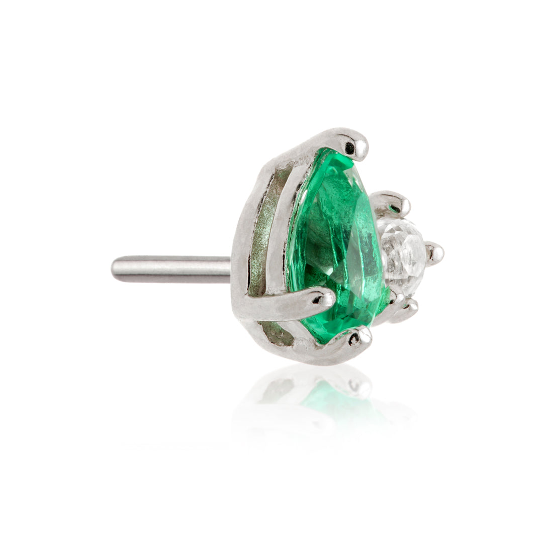 TL - 14ct Threadless Gold Double Coloured CZ Gem Pin Attachment