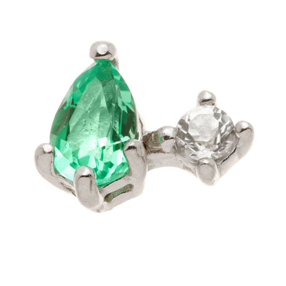 TL - 14ct Threadless Gold Double Coloured CZ Gem Pin Attachment