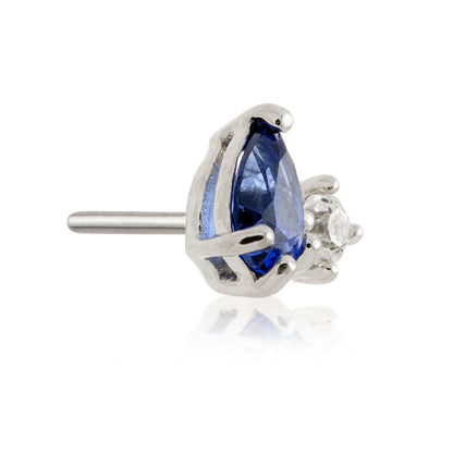 TL - 14ct Threadless Gold Double Coloured CZ Gem Pin Attachment
