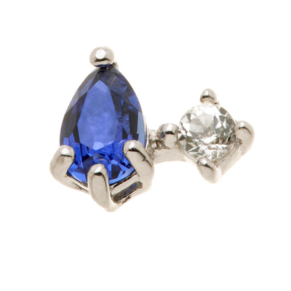 TL - 14ct Threadless Gold Double Coloured CZ Gem Pin Attachment