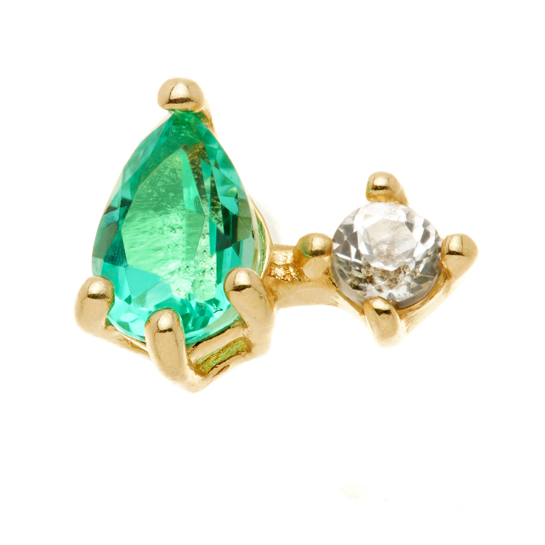 TL - 14ct Threadless Gold Double Coloured CZ Gem Pin Attachment