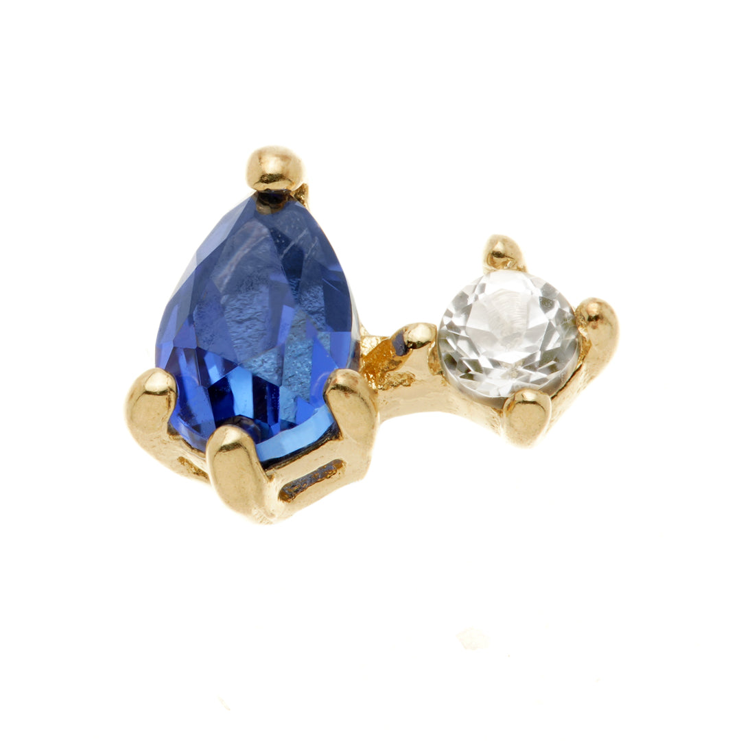 TL - 14ct Threadless Gold Double Coloured CZ Gem Pin Attachment