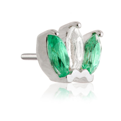 TL - 14ct Gold Semi-Precious Marquise Triple Gem Pin Attachment