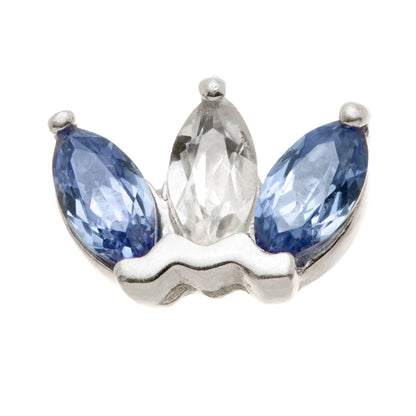 TL - 14ct Gold Semi-Precious Marquise Triple Gem Pin Attachment