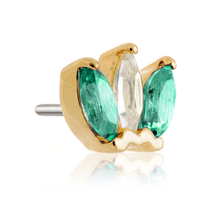 TL - 14ct Gold Semi-Precious Marquise Triple Gem Pin Attachment