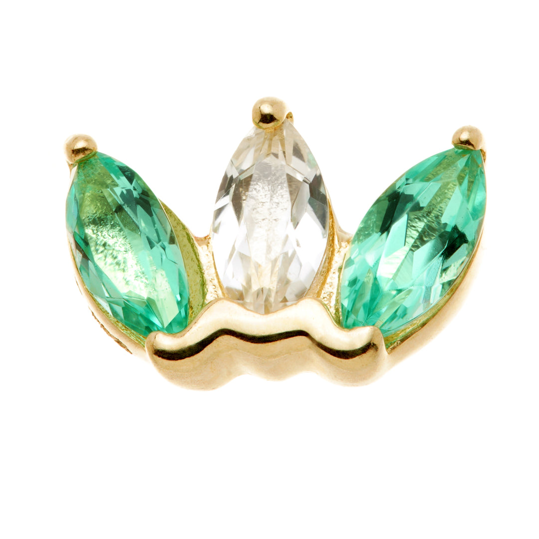TL - 14ct Gold Semi-Precious Marquise Triple Gem Pin Attachment