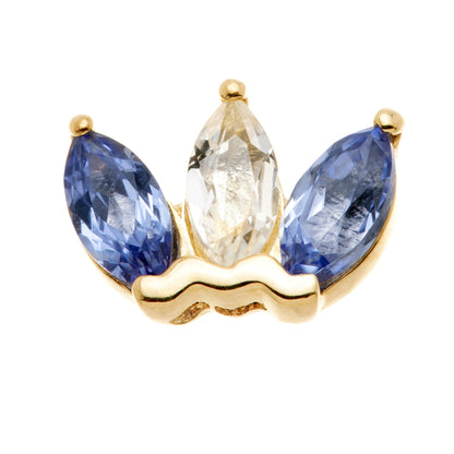 TL - 14ct Gold Semi-Precious Marquise Triple Gem Pin Attachment
