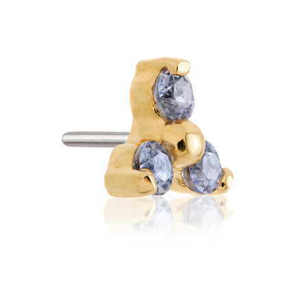 TL - 14ct Gold Semi-Precious Trinity Gem Pin Attachment