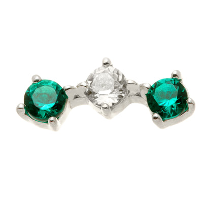 TL - 14ct Threadless Gold Semi-Precious Triple Gem Gem Pin Attachment