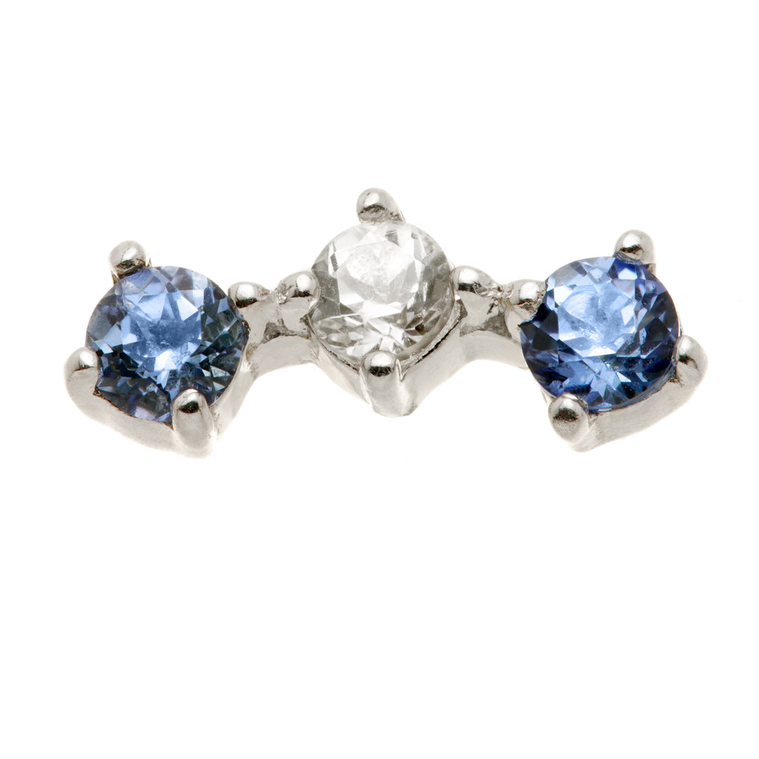 TL - 14ct Threadless Gold Semi-Precious Triple Gem Gem Pin Attachment