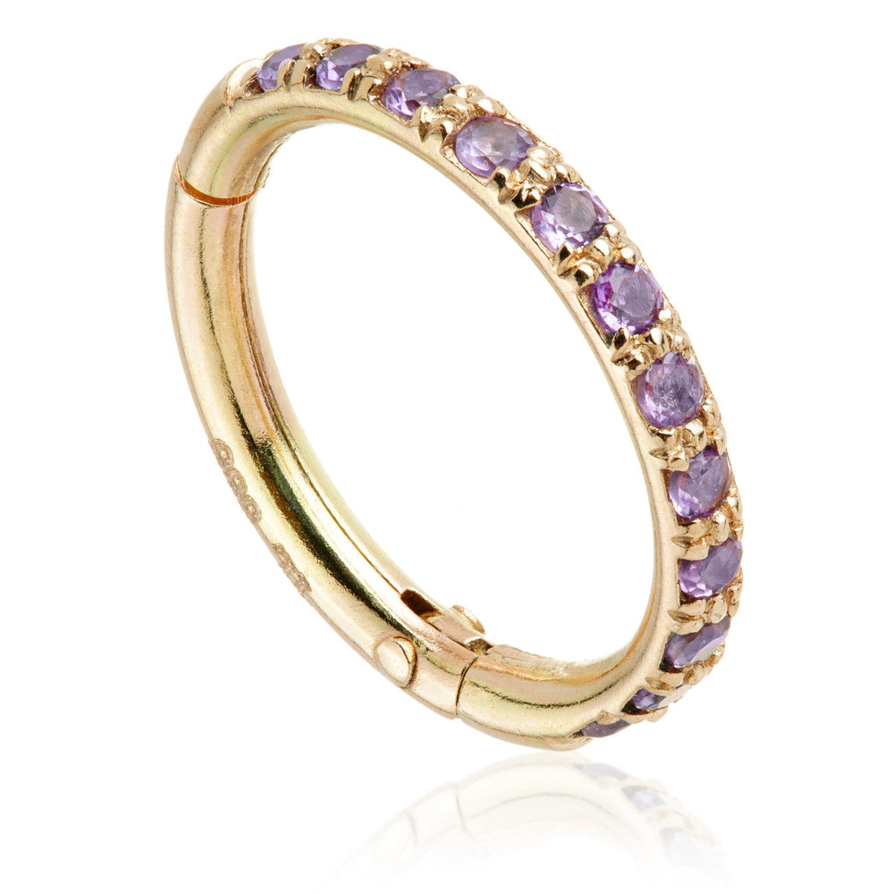 TL- 14ct Gold Full Pave Amethyst Hinge Ring