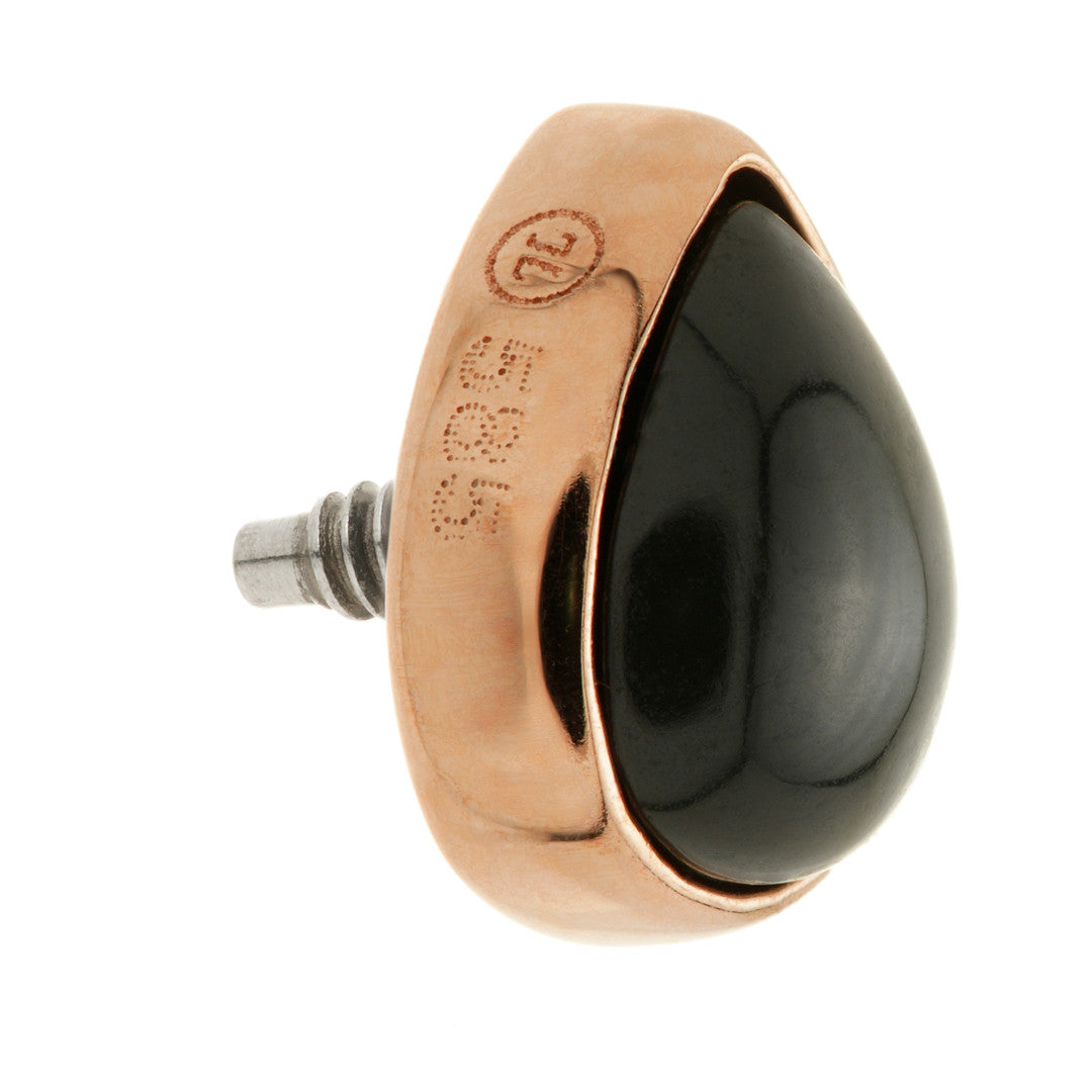 TL - 14ct Gold Internal Black Agate Cabochon Pear Attachment