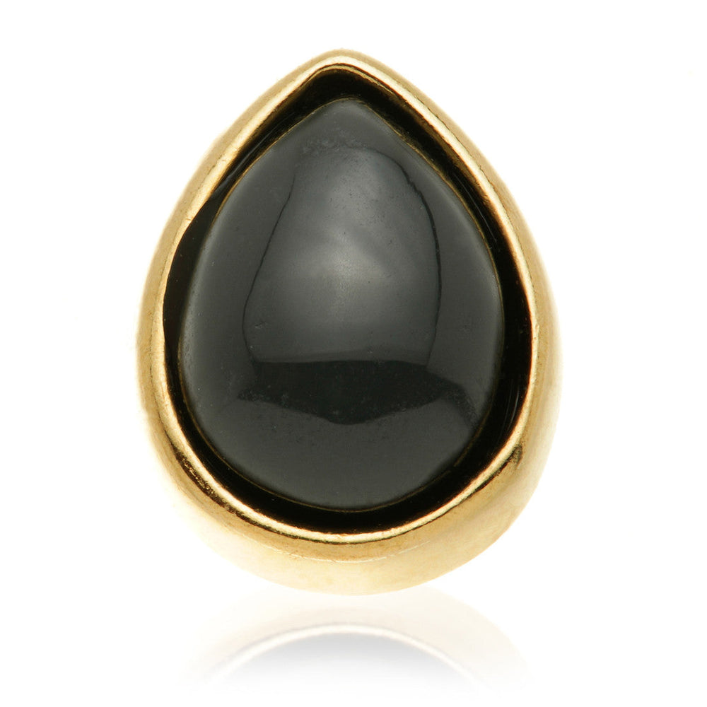 TL - 14ct Gold Internal Black Agate Cabochon Pear Attachment