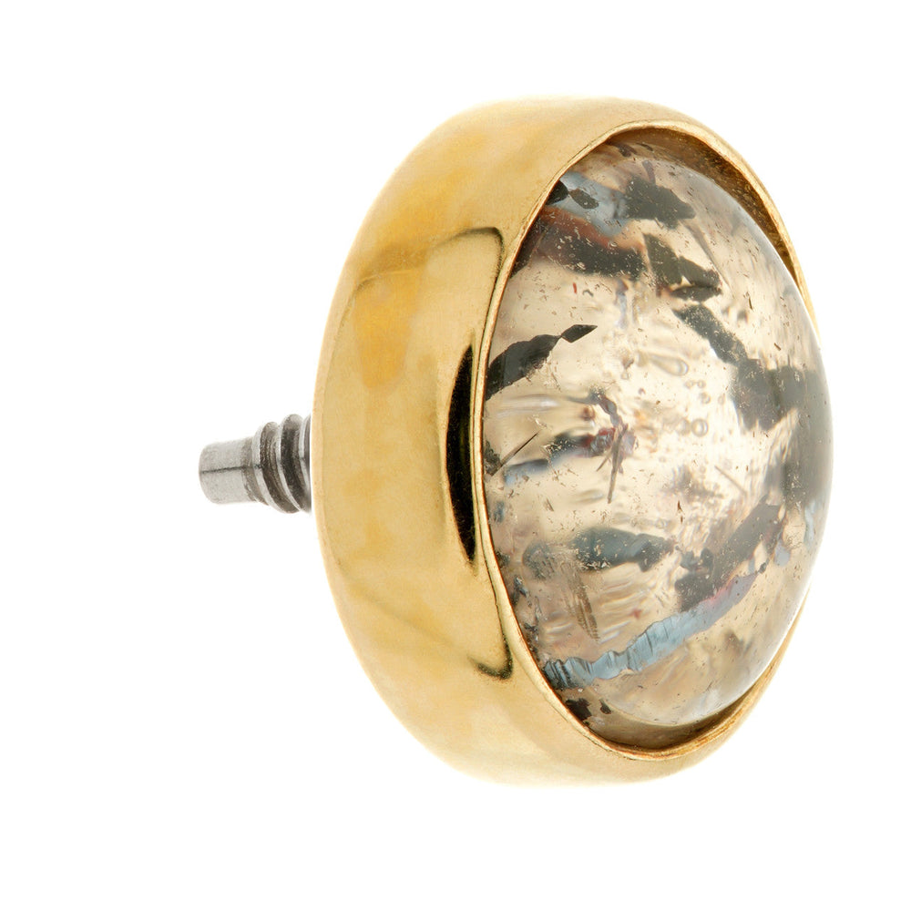 TL - 14ct Gold Internal Rutilated Quartz Cabochon Round Attachment