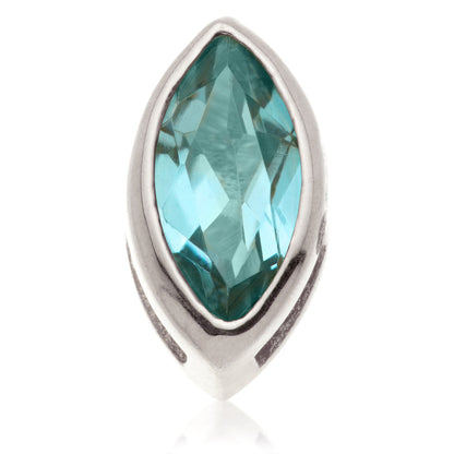 TL - 14ct Gold Threadless London Blue Topaz Marquise Pin Attachment