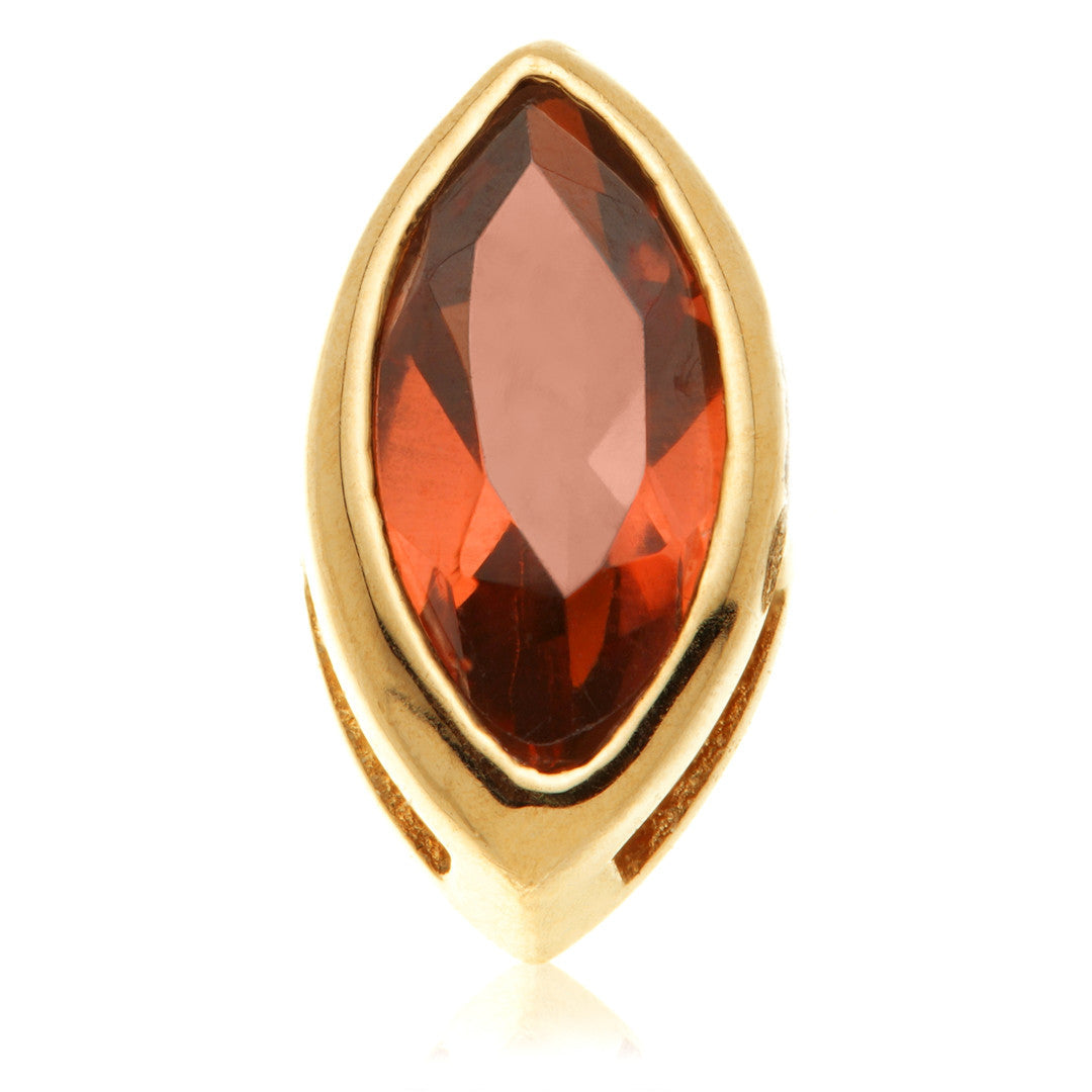TL - 14ct Gold Threadless Garnet Marquise Pin Attachment