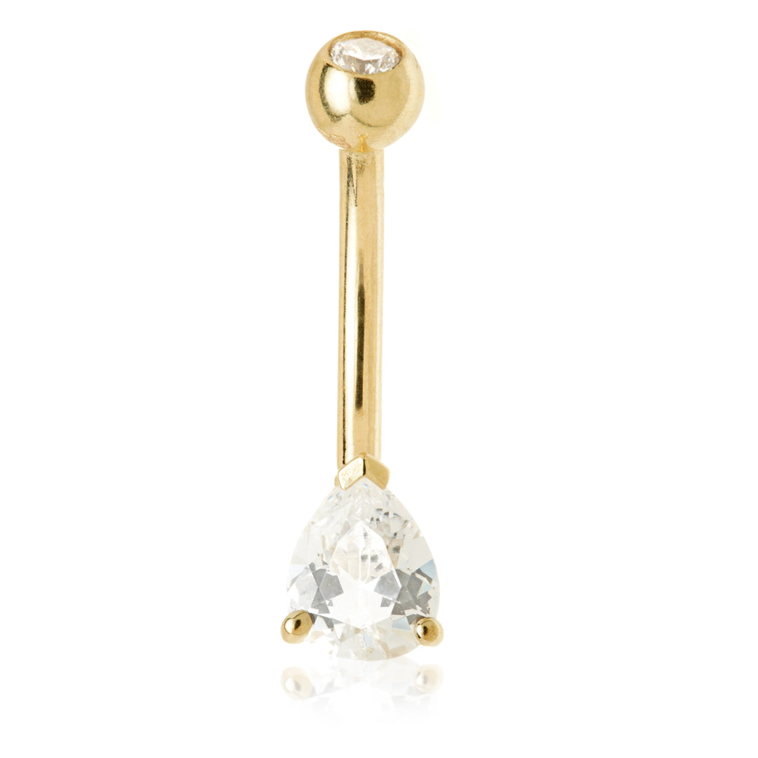 TL - 14ct Gold CZ Tear Rook Bar