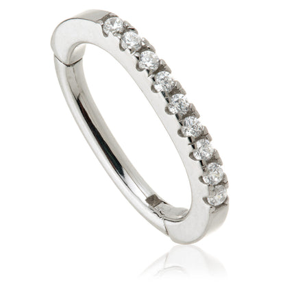 Radha Solid Gold Pave Oval Rook Hoop Earring