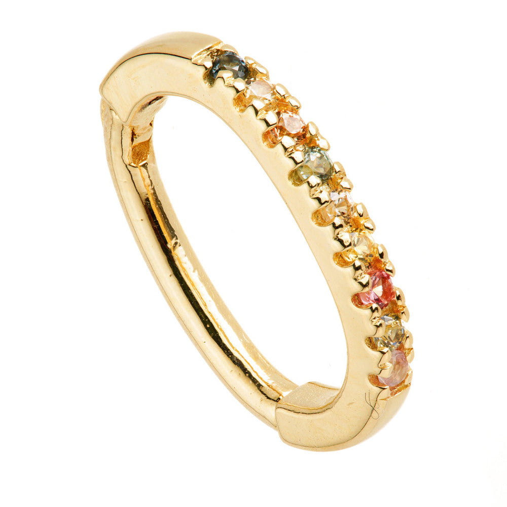 Solid 14ct Gold Multi Sapphire Pavé Oval Rook Ring
