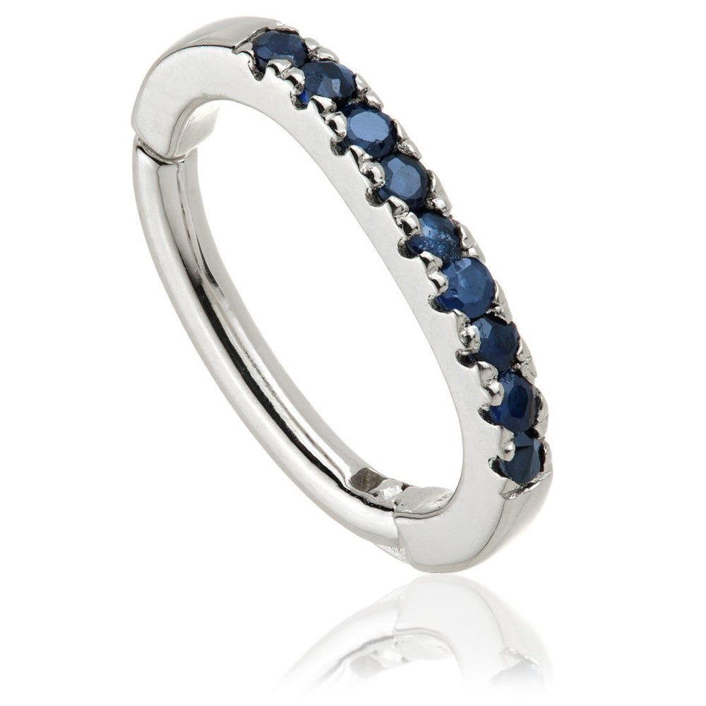 TL - Gold Sapphire Pavé Oval Rook Ring-14K-W-1.2-9