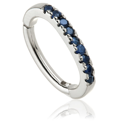 TL - Gold Sapphire Pavé Oval Rook Ring-14K-W-1.2-9