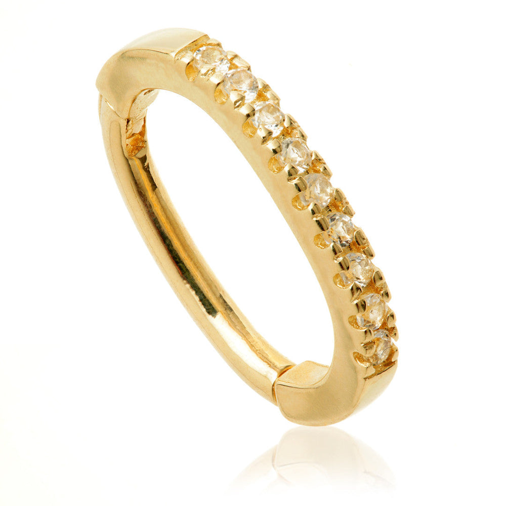 TL - Gold White Topaz Pave Oval Rook Ring