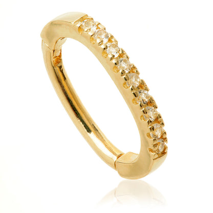 TL - Gold White Topaz Pave Oval Rook Ring