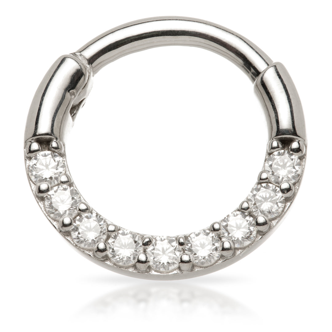 TL - 9ct Gold Pave Gems Daith Septum Ring
