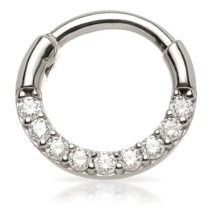 TL - 9ct Gold Pave Gems Daith Septum Ring