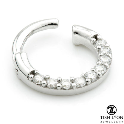 TL - 14ct Gold Pave Gems Daith Septum Ring