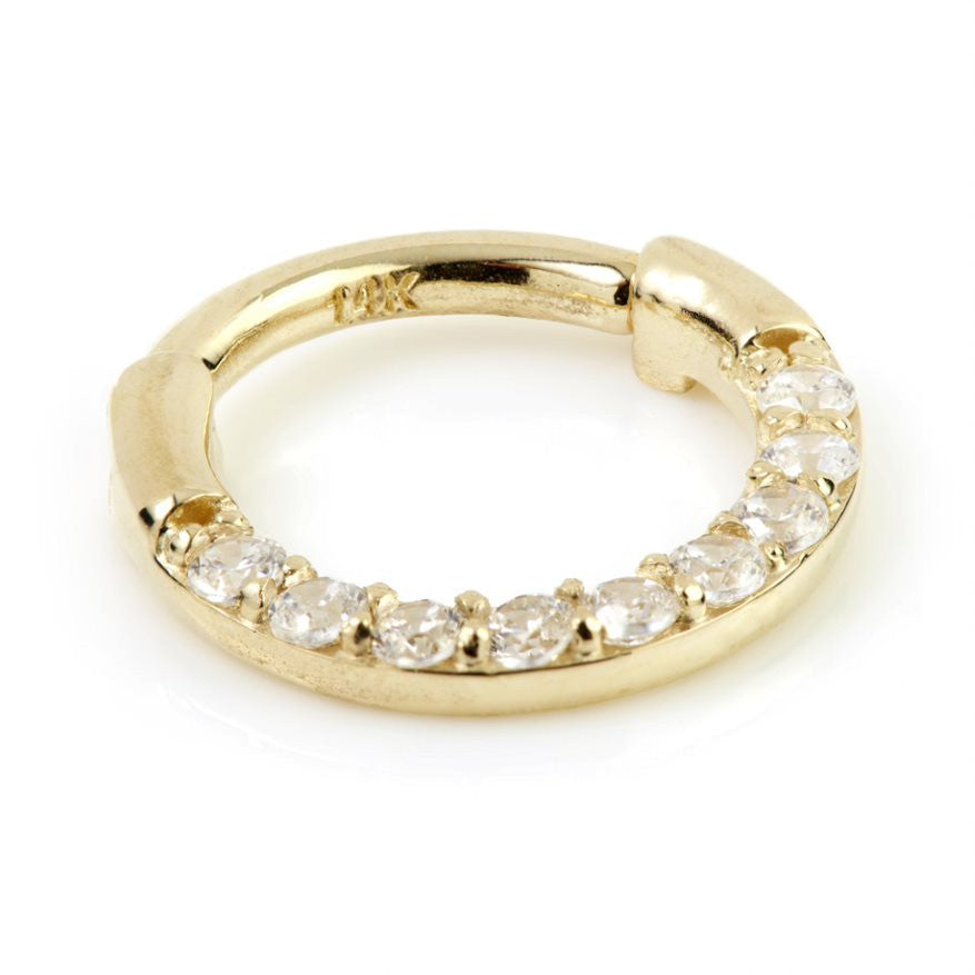 TL - 14ct Gold Pave Gems Daith Septum Ring
