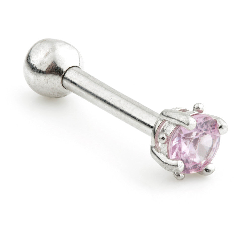 TL - 14ct Gold Pink Sapphire Prong Microbar
