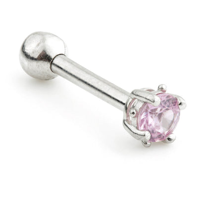 TL - 14ct Gold Pink Sapphire Prong Microbar