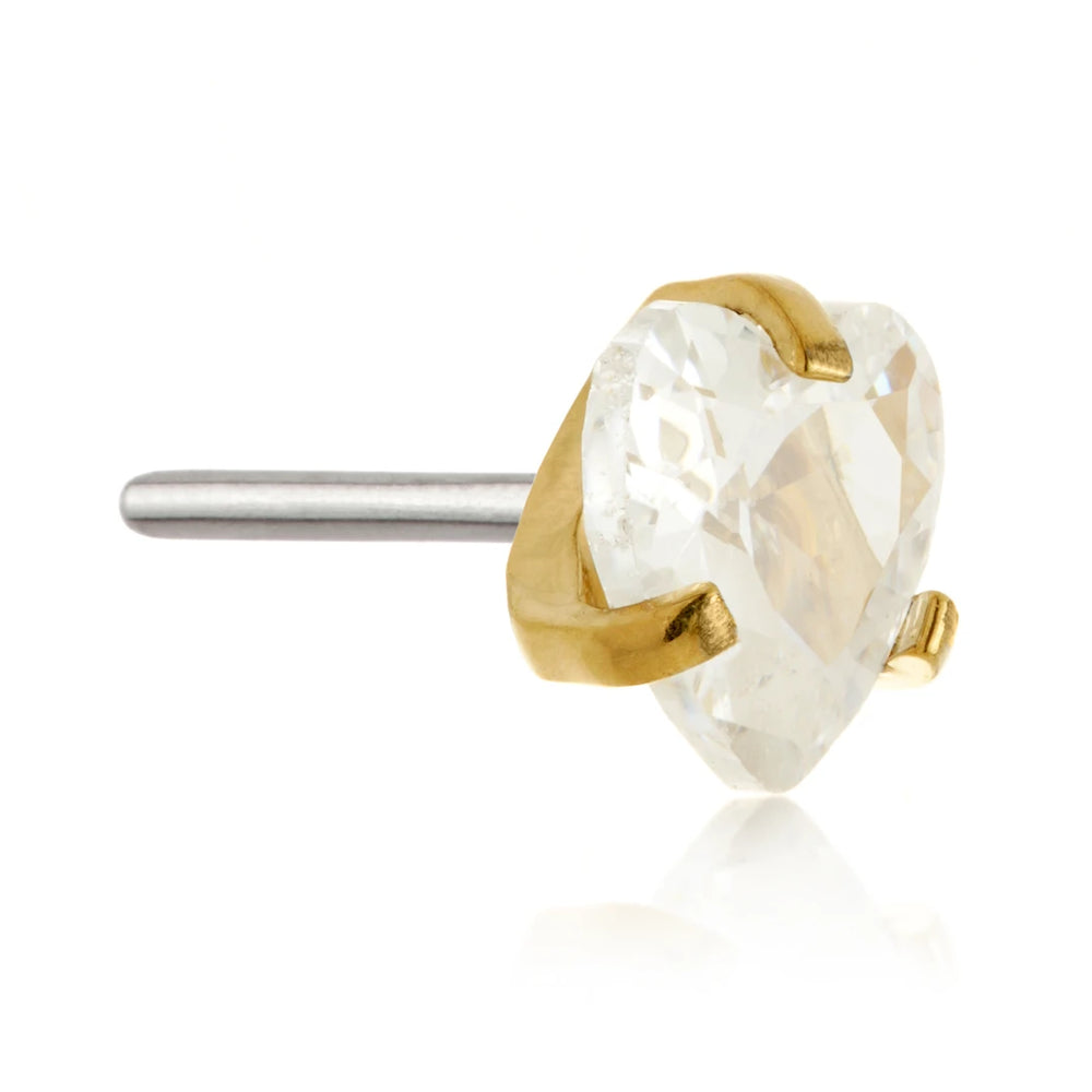 Gold PVD Ti Threadless Prong-Set Heart Attachment