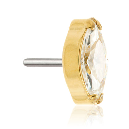 Yellow Gold Ti Threadless Marquise Gem Attachment