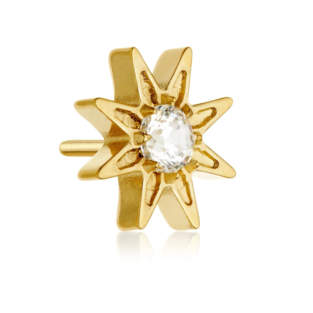 Gold PVD Ti Threadless Jewelled Celestial Star Attachment