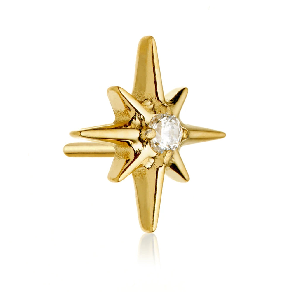 Gold PVD Ti Threadless Jewelled North Star Attachment