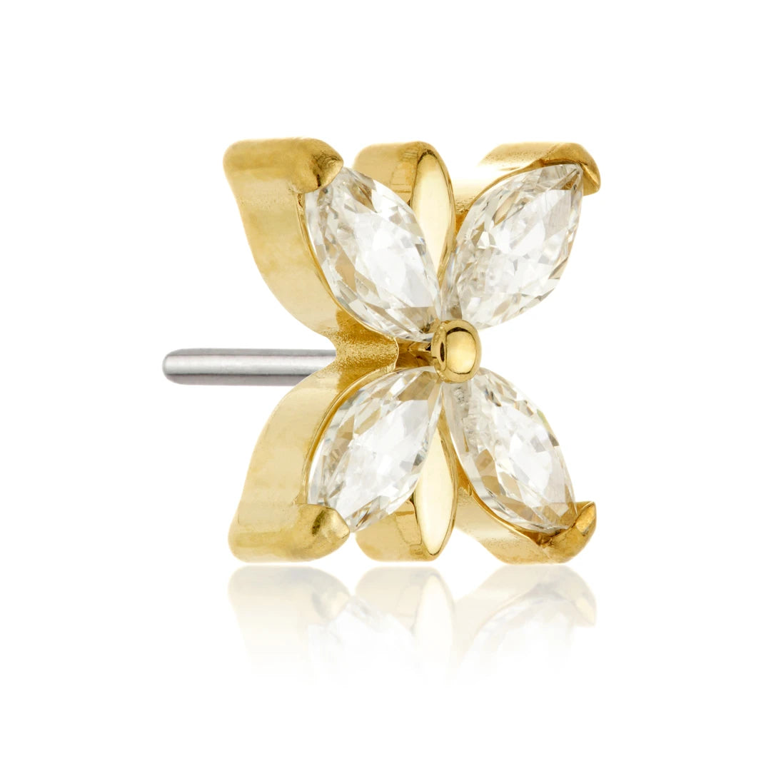 Gold PVD Ti Threadless Jewelled Butterfly Attachment