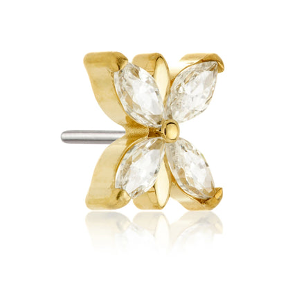 Gold PVD Ti Threadless Jewelled Butterfly Attachment