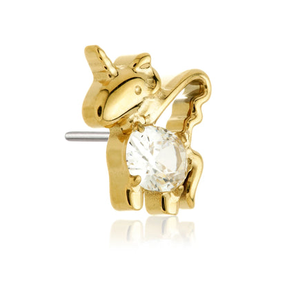 Gold PVD Ti Threadless Jewelled Unicorn Attachment