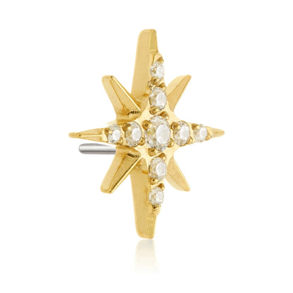 Gold PVD Ti Threadless Jewelled Eight Point Star Attachment