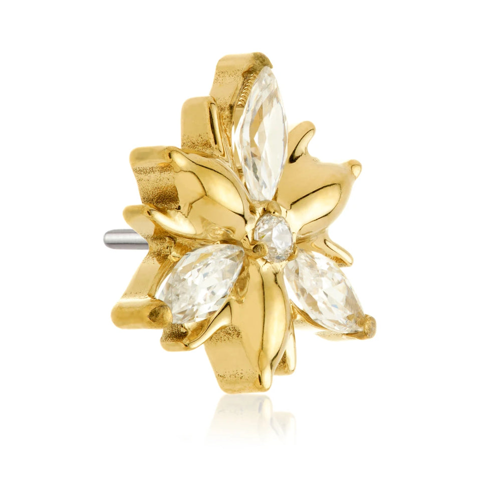 Gold PVD Ti Threadless Jewelled Double Trinity Attachment