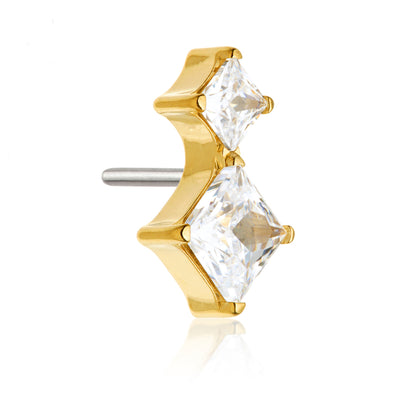 Gold PVD Ti Threadless Double Gem Attachment