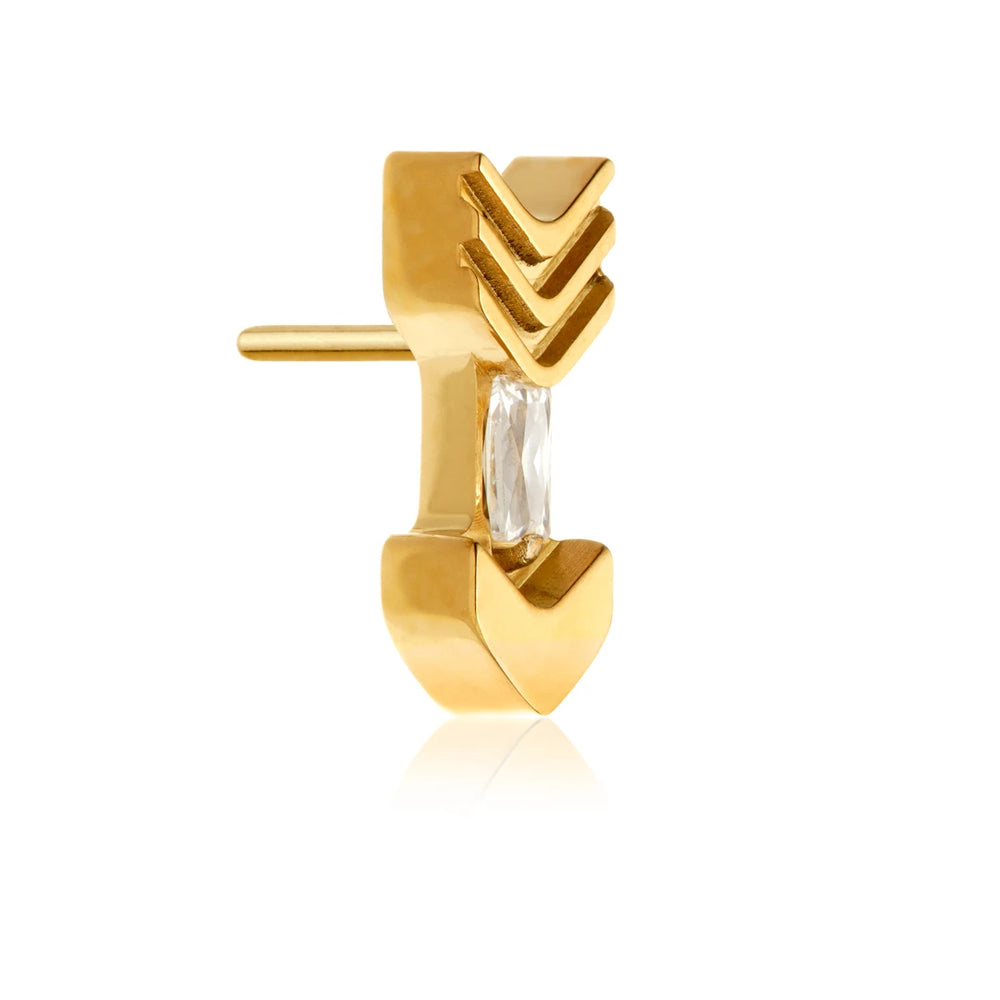 Gold PVD Ti Threadless Jewelled Arrow Attachment